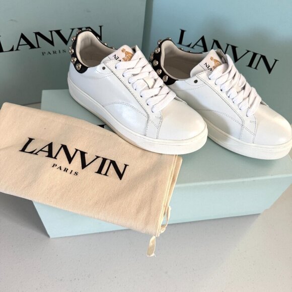 Lanvin Women's DDB0 White Leather Sneakers with Studs Size 36-40 - Picture 14 of 15
